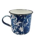 Vintage Blue & White Swirl Graniteware Enamelware Mug Cup Camping Spatterware