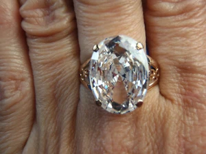 Nachlass 14K einfarbig Gelbgold schöner kubischer Zirkonia Ring 5,4 Gramm Größe 10 1/2 - Bild 1 von 12