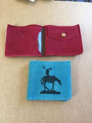 Бумажник детский из искусственной замши складной пополам красный или синий - Изображение 1 из 4