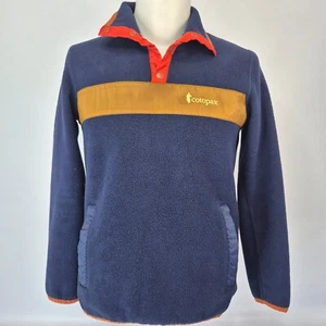 Cotopaxi Teca Fleece Pullover Blue Quarter Snap Button Small Sweater Orange Trim - Picture 1 of 12