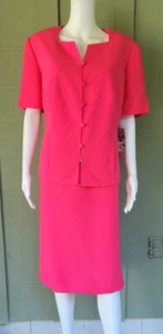 NWT EMILY Coral Pink Career Skirt Suit 14W Plus - Picture 1 of 4