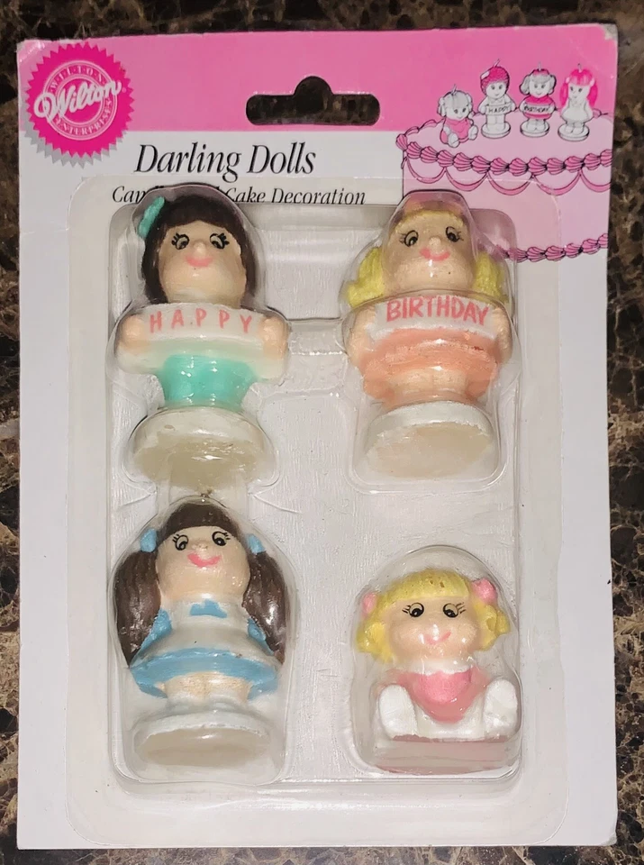 Vintage Wilton Darling Dolls Birthday Candles Cake Top Set Of 4 1991