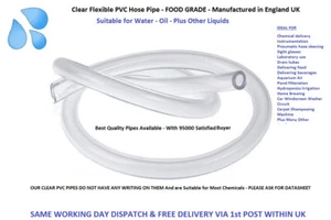 12mm 1/2" 1 METRES CLEAR PVC TUBING FLEXIBLE HOSE TUBE WATER AIR PLASTIC PIPE - Picture 1 of 2