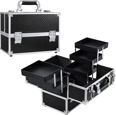 Aluminium XL Large Storage Beauty Box Make up Nail Jewelry Cosmetic Vanity Case - Image 1 of 4