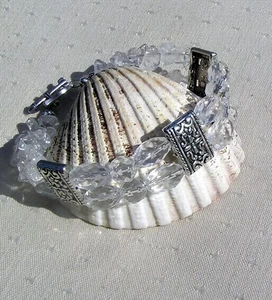 SALE Clear Quartz Gemstone Crystal Chakra Beaded Bracelet "Eternal Ice" - Picture 1 of 6