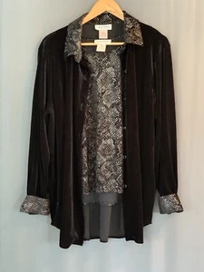 Susan Graver Studio Set Metallic Snake Tank Top & Jacke XL Schwarz Velour Animal - Bild 1 von 18