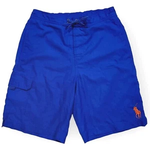 Polo Ralph Lauren Board Short Boys Large 16-18 Big Pony Trunks Blue - Picture 1 of 14