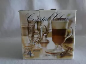 4 PIECE SET OF CRYSTAL CLEAR 8 OZ. IRISH COFFEE MUGS NIB - Picture 1 of 8