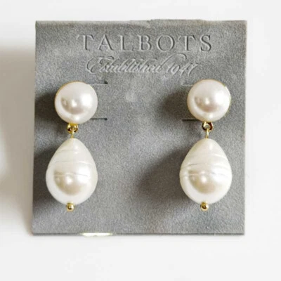 Pendientes colgantes Talbots clásicos de perlas en forma de lágrima elegantes para mujer fiesta vacaciones joyería Foto 1 de 3