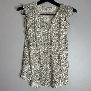 Lucky Brand Paisley Print Ruffle Sleeve Top Boho Chic Casual Size S - Picture 1 of 7