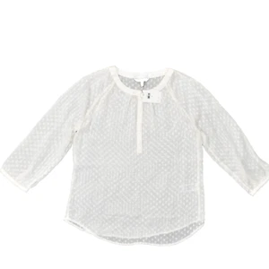NEW Banana Republic Women's Size S Blouse Top 3/4 Sleeve White Polka Dot Polyest - Picture 1 of 8