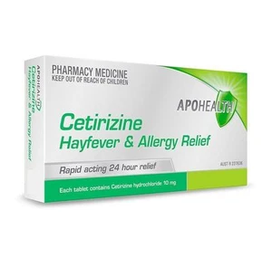 ===> APOHEALTH CETIRIZINE 10MG 2X50 TABLETS HAYFEVER & ALLERGY = ZYRTEC - Picture 1 of 1