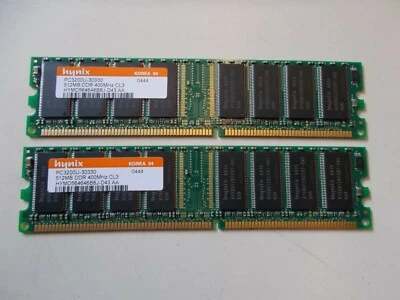 Hynix Ddr-Ram, 2 x 512 MB 400MHz,CL3,3200U-30330,HYMD5646B8J-D43 AA, #SU-213 - Image 1 of 2