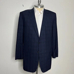 Holland & Sherry Bespoke Savile Row Sport Coat 50L Blazer Mens Blue Check - Picture 1 of 16