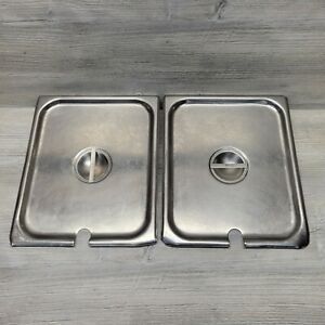 2 Piece 1/2 Size Slotted Stainless Steel Steam Table Hotel Pan Cover Lid 