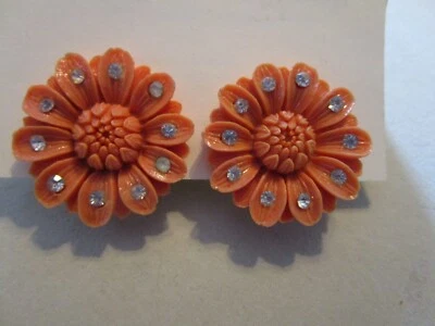 PENDIENTES de colección con clip de diamantes de imitación de flor de naranja vintage años 80-1990 Foto 1 de 4