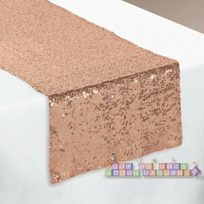 CORREDOR DE MESA LENTEJUELAS ORO ROSA ~ Boda Baby Shower Suministros nupciales Decoración Foto 1 de 1