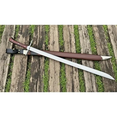 Hand Forged Medieval Messer Sword | Carbon Steel Blade w/ Leather Scabbard - Image 1 of 4