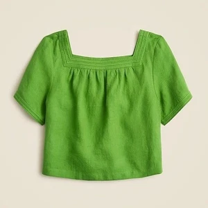J. Crop top donna Crew nuovo con etichetta Sailor scollo quadrato verde misto lino manica corta XS - Foto 1 di 10