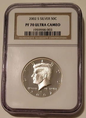 2002 S Silver Kennedy Half Dollar Proof PF70 UC NGC - Image 1 of 2