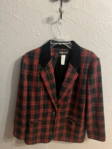 Chaqueta para mujer Sag Harbor talla 12 manga larga tartán a cuadros mezcla de lana - Imagen 1 de 9