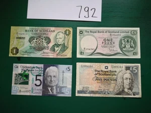 Schottland 2x £5 2 x £1 One Pound Schein Banknoten #792 - Bild 1 von 2