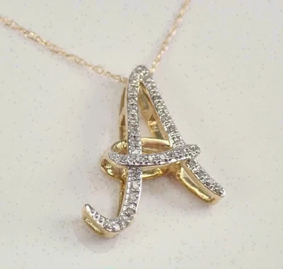 0.50Ct Round Cut Lab-Created Diamond ''A'' Letter Pendant 14k Yellow Gold Plated - Image 1 of 4