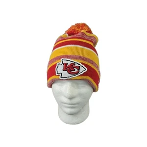 Kansas City Chiefs New Era Extraíble Pom Puño Tejido Sombrero Gorra Gorro Usado en Excelente Condición Invierno - Imagen 1 de 11