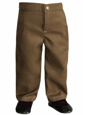 Pantalones delanteros planos marrón oliva ajuste 23" My Twinn talla niño muñeca Foto 1 de 2