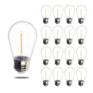 16-Pack S14 1W Outdoor String Lights Bulbs LED, Shatterproof & Waterproof, 2200K - Picture 1 of 7