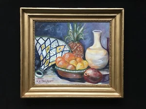 CHEYLAN 2002 Peinture Huile NATURE MORTE ORIENTALISTE à La Tajine et Aux Fruits - Imagen 1 de 8