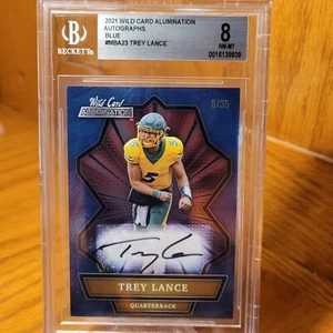 2021 Wild Card Alumination Autographs Blue #ABC-A Trey Lance RCBGS 8 NM-MT 8/35 - Picture 1 of 6