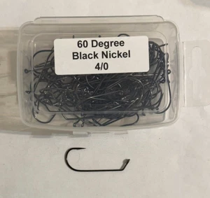 100 Black Nickel 60 Degree Jig Hooks, Size 4/0 - Picture 1 of 1