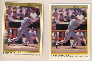 1991 O-Pee-Chee Premier Paul Molitor / Milt Cuyler Double Front Error Pair OPC - Picture 1 of 2