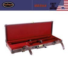 Tourbon Vintage Shotgun Case Gun Hard Box Safety Canvas Leather O/U Case Storage