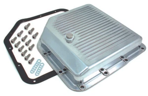 Transmission Pan GM Turbo 350 OEM Height Polished Alloy Finned with Drain Plug - Picture 1 of 1