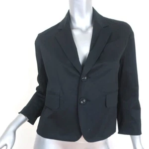 Dsquared2 Cropped Blazer Black Stretch Cotton Size 44 Two-Button Jacket - Picture 1 of 9
