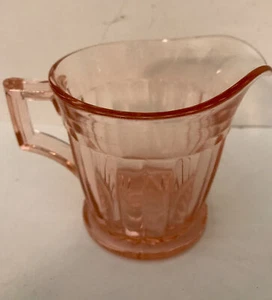 Vintage Pink Depression Glass Ribbed Creamer Pitcher w/Spout Handle Art Deco 3” - Picture 1 of 9