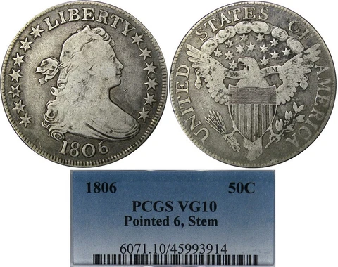 1806 50C PCGS VG10 O-123 R4+ DRAPED BUST  ~ CRUSTY ORIGINAL & HIGH-END! Cover
