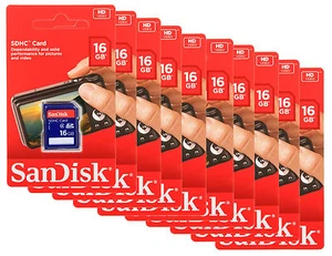 Lot of 10 x SanDisk 16GB SDHC Class 4 SD Flash Memory Card Camera SDSDB-016G-B35 - Picture 1 of 1