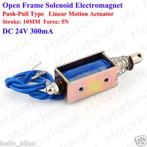 DC 24V/300mA Stroke 10mm Push Pull Type Open Frame Micro Solenoid Electromagnet - Picture 1 of 4