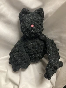 New Handmade Crochet Black Silver Sparkly Bat 14” Soft Plush - Picture 1 of 5