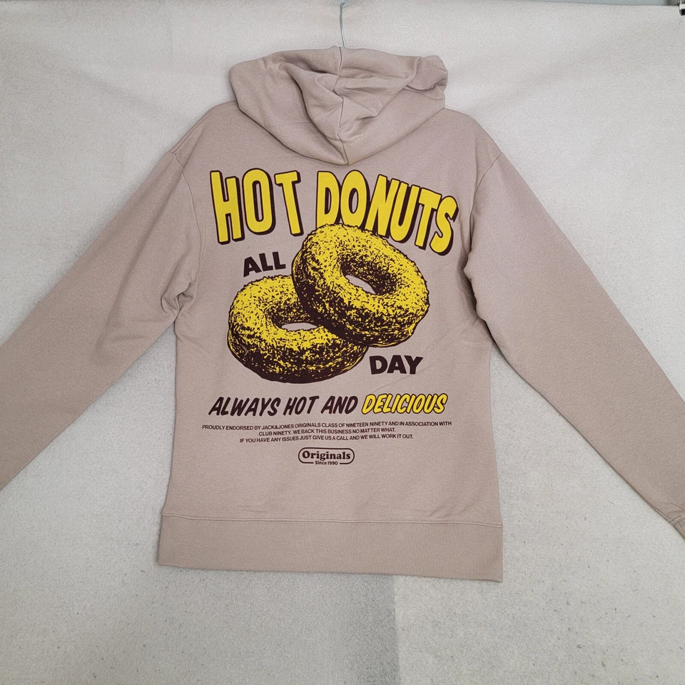 Hot Donuts Hombres SUÉTER PEQUEÑO BEIGE AMARILLO EXTERIOR SUDADERA CON CAPUCHA Ropa Activa Polar Nuevo con Etiquetas Foto 1 de 4