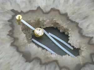 Bauchnabelpiercing KOMPLETTSET für die Schwangerschaft Kristalle Goldline Gelb - Bild 1 von 2