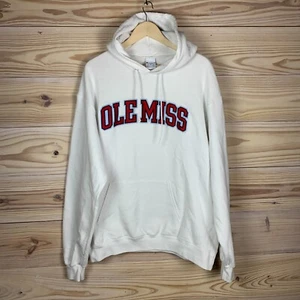 Old Miss Champion Hoodie Mens XL Mississippi Rebels Football Sewn White Pullover - Picture 1 of 12