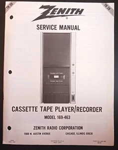 Reproductor/grabadora manual de casete Zenith Service 169-463 - Imagen 1 de 1