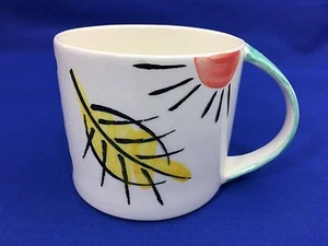 GIEN France SMALL MUG Hand Painted Design Pient Main SUN & LEAF ABSTRACT DESIGN - Picture 1 of 7