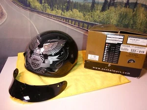 Medio Casco Zox Nano Personalizado Liberty Negro Brillo Plata 88-00350 Ventilaciones XXS Z1 - Imagen 1 de 7