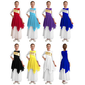 Girls Dress Long Dancewear Modern Costume Contemporary Dresses Sleeveless Mesh