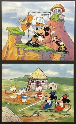 SELOS DE PERSONAGENS DO LESOTO DISNEY JOGANDO JOGOS INFANTIS SS '91 MNH CABO DE GUERRA 1 - Imagem 1 de 3